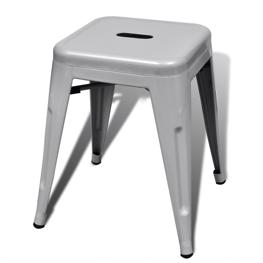 vidaXL Bar Stool Set of 2 Metal Stackable 18" Kitchen Counter White/Black/Red/Gray-43