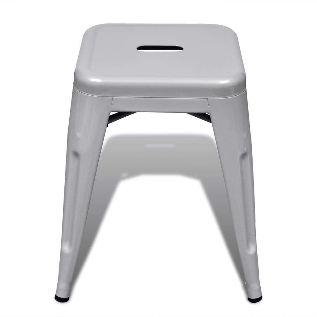 vidaXL Bar Stool Set of 2 Metal Stackable 18" Kitchen Counter White/Black/Red/Gray-2