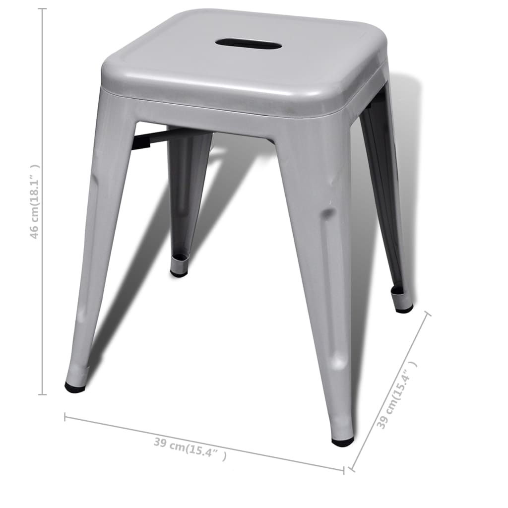vidaXL Bar Stool Set of 2 Metal Stackable 18" Kitchen Counter White/Black/Red/Gray-7