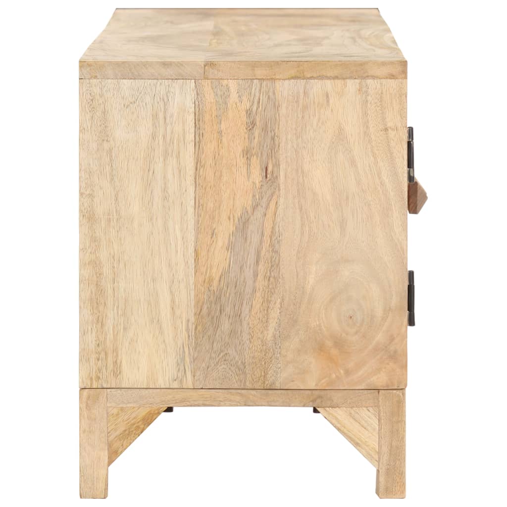 vidaXL TV Stand 55.1"x11.8"x15.7" Solid Wood Mango and Natural Cane-7