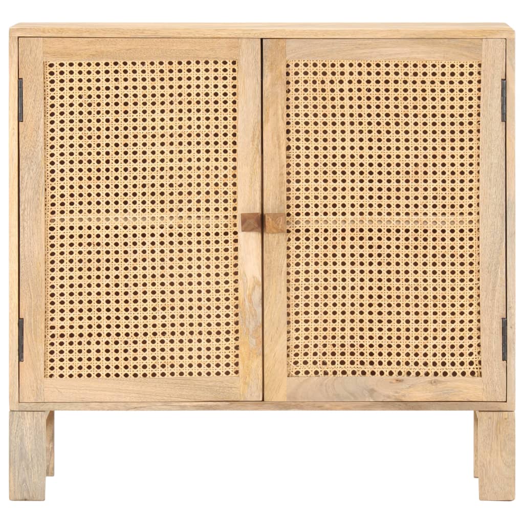 vidaXL Sideboard 31.5"x11.8"x28.7" Solid Mango Wood and Natural Cane-5