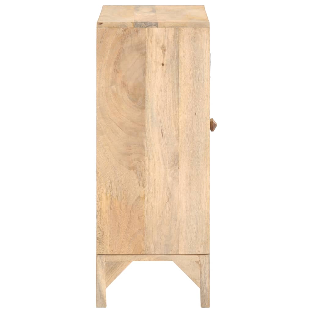 vidaXL Sideboard 31.5"x11.8"x28.7" Solid Mango Wood and Natural Cane-3