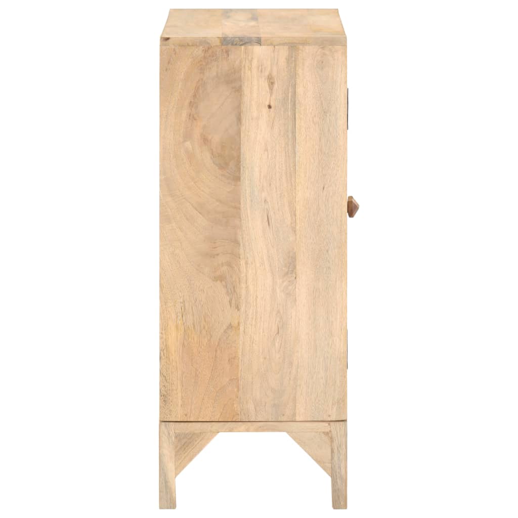 vidaXL Sideboard 31.5"x11.8"x28.7" Solid Mango Wood and Natural Cane-7