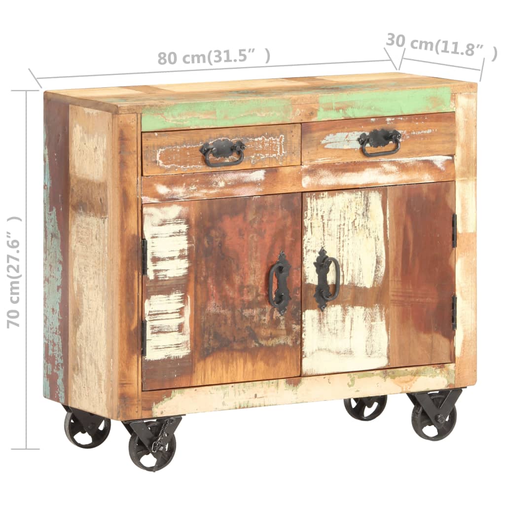 vidaXL Sideboard 31.5"x11.8"x27.6" Solid Reclaimed Wood-7