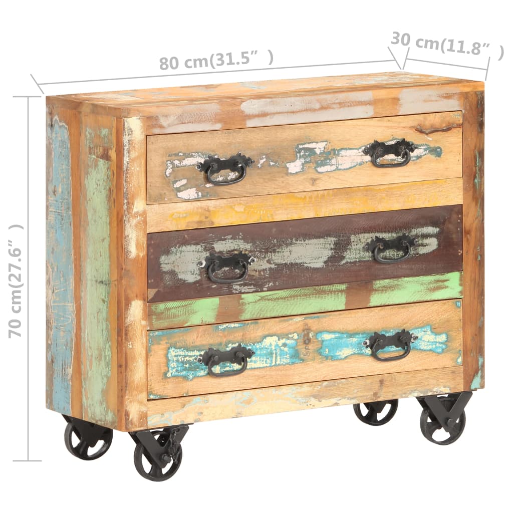 vidaXL Sideboard 31.5"x11.8"x27.6" Solid Reclaimed Wood-7