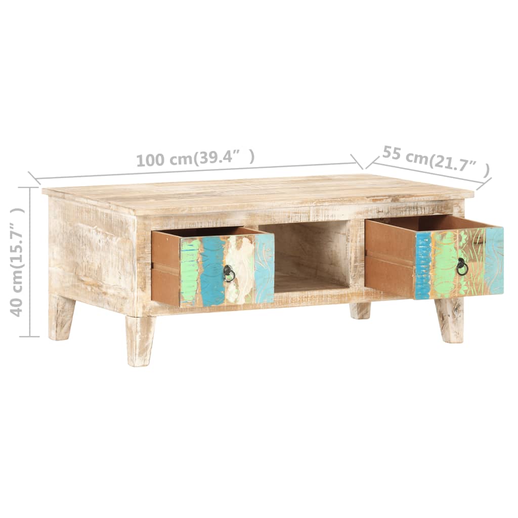 vidaXL Coffee Table 39.4"x21.7"x15.7" Rough Acacia Wood-7