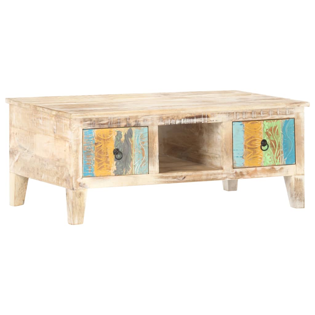 vidaXL Coffee Table 39.4"x21.7"x15.7" Rough Acacia Wood-5