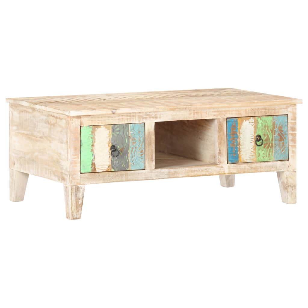 vidaXL Coffee Table 39.4"x21.7"x15.7" Rough Acacia Wood-6