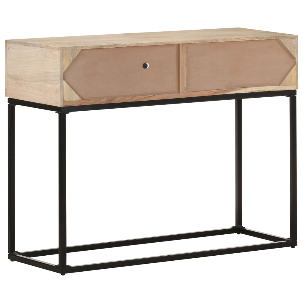vidaXL Console Table 39.4"x13.8"x29.9" Solid Mango Wood and Natural Cane-2