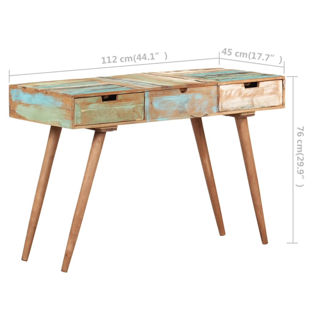 vidaXL Dressing Table with Mirror 44.1"x17.7"x29.9" Solid Reclaimed Wood-0