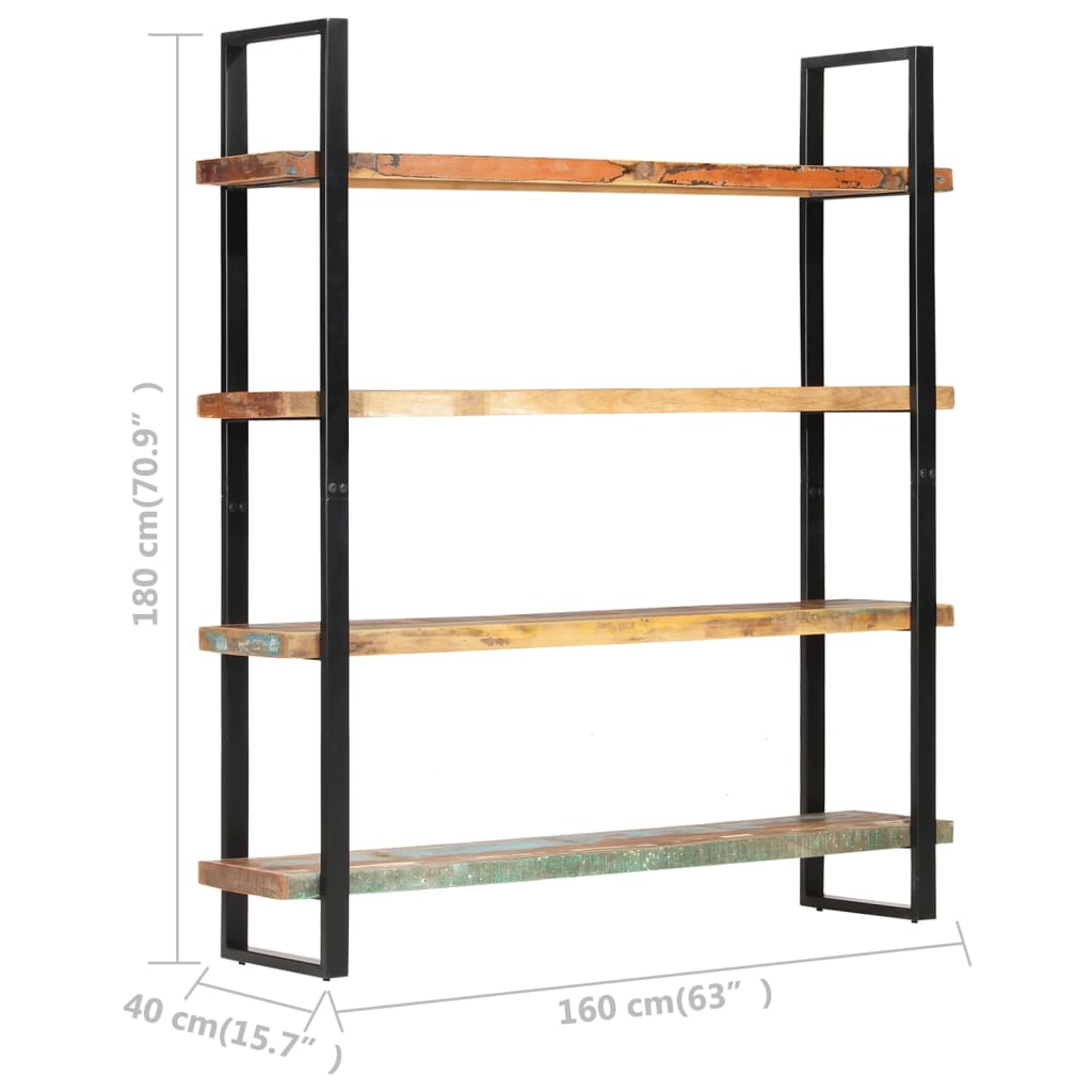 vidaXL 4-Tier Bookcase 63"x15.7"x70.9" Solid Reclaimed Wood-4