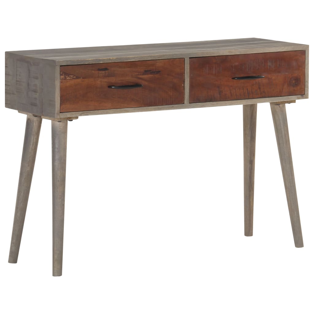vidaXL Console Table Gray 43.3"x13.8"x29.5" Solid Rough Mango Wood-0