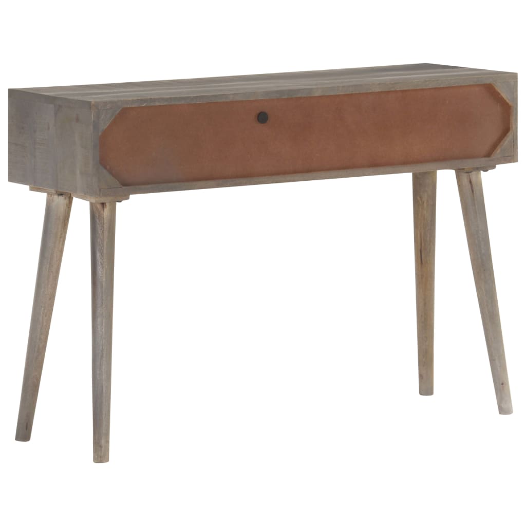 vidaXL Console Table Gray 43.3"x13.8"x29.5" Solid Rough Mango Wood-3
