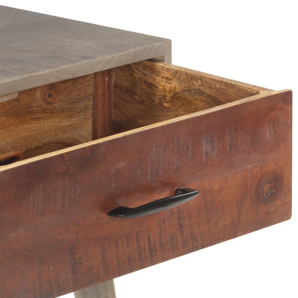 vidaXL Console Table Gray 43.3"x13.8"x29.5" Solid Rough Mango Wood-4
