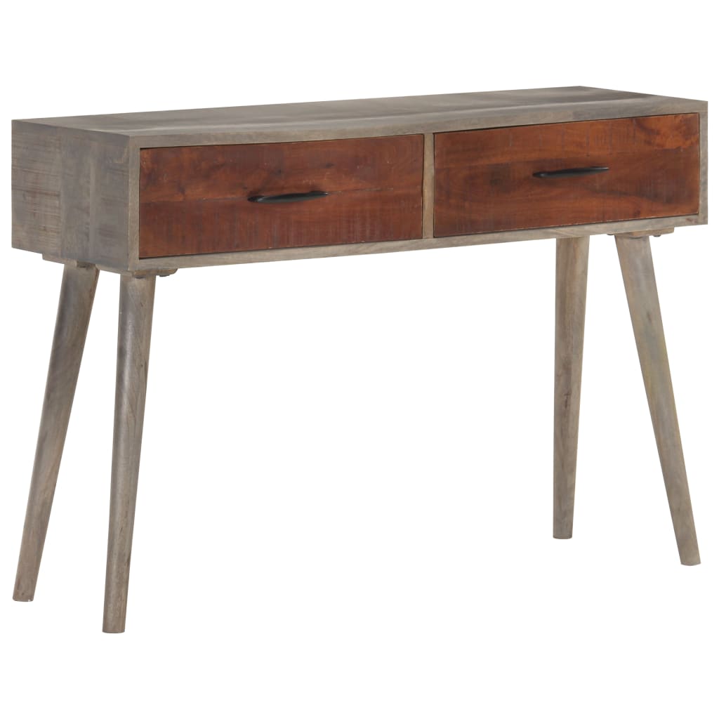 vidaXL Console Table Gray 43.3"x13.8"x29.5" Solid Rough Mango Wood-6