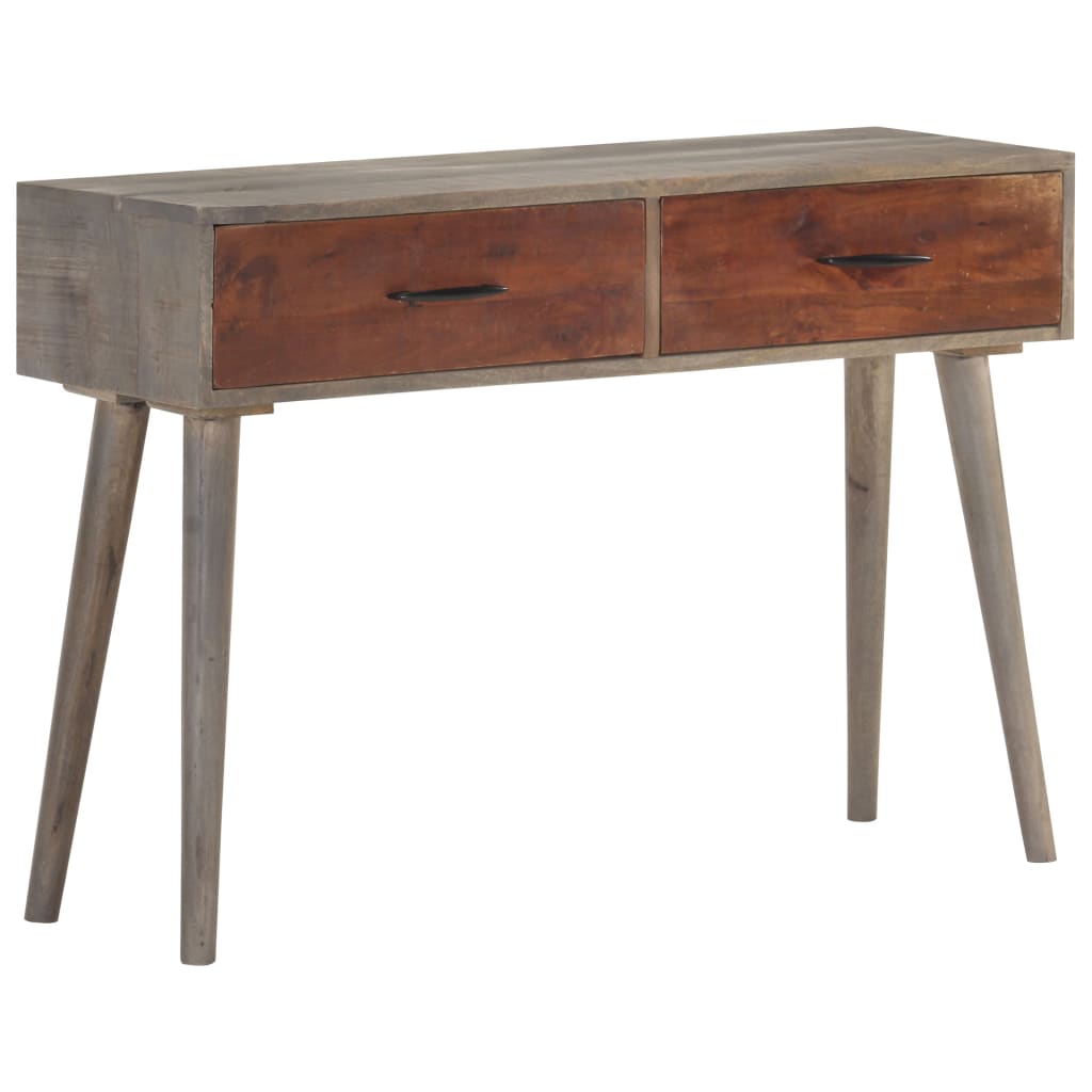 vidaXL Console Table Gray 43.3"x13.8"x29.5" Solid Rough Mango Wood-7