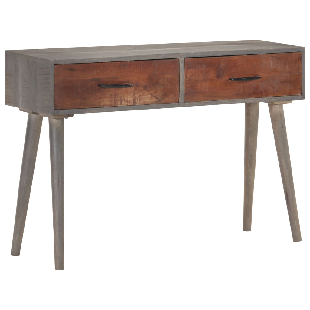 vidaXL Console Table Gray 43.3"x13.8"x29.5" Solid Rough Mango Wood-8