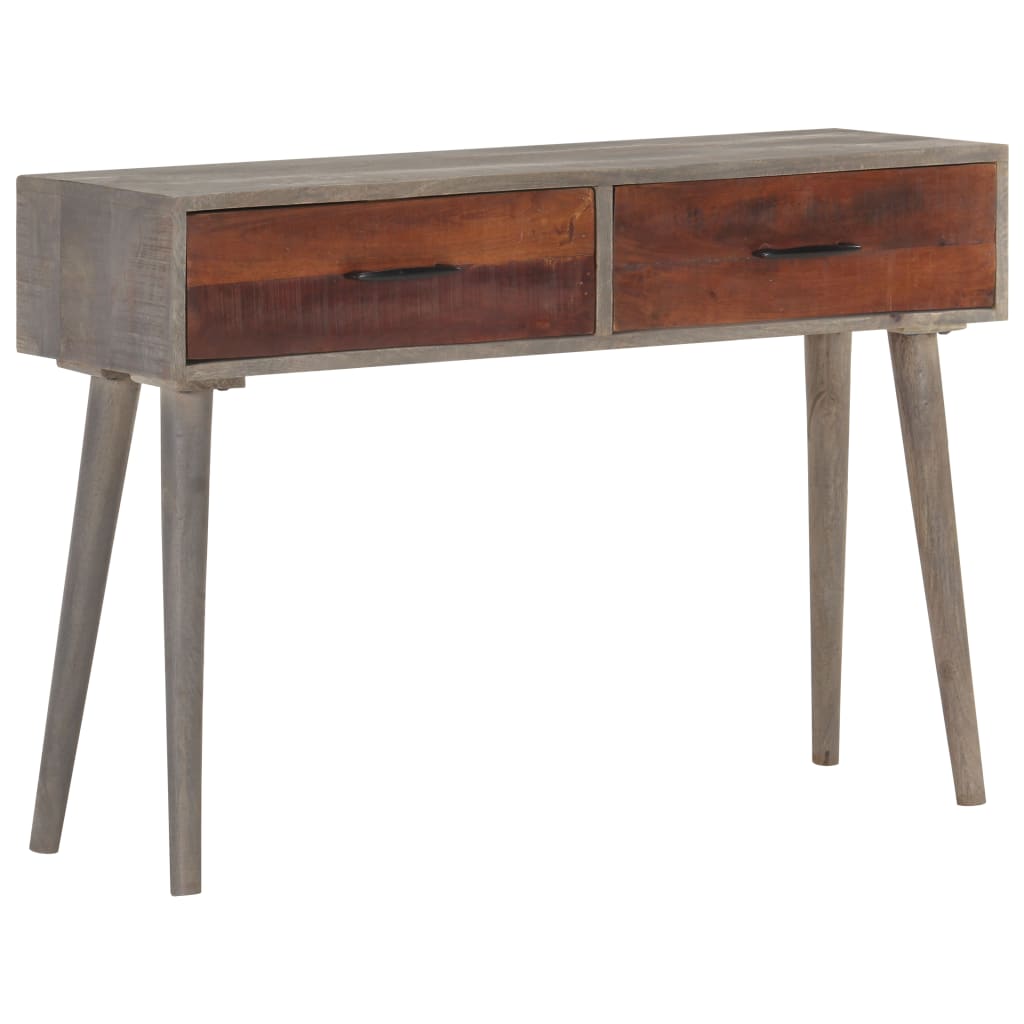 vidaXL Console Table Gray 43.3"x13.8"x29.5" Solid Rough Mango Wood-9