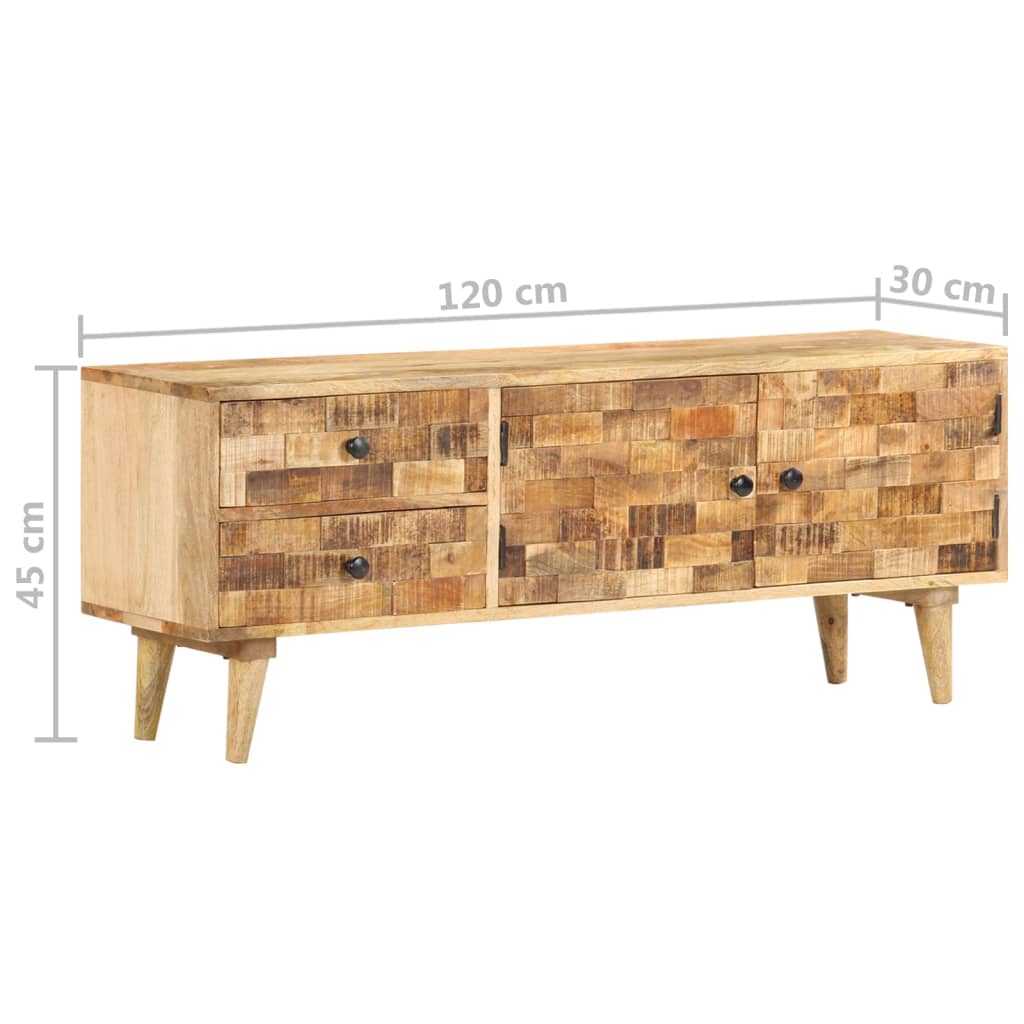 vidaXL TV Stand 47.2"x11.8"x17.7" Solid Wood Mango-9