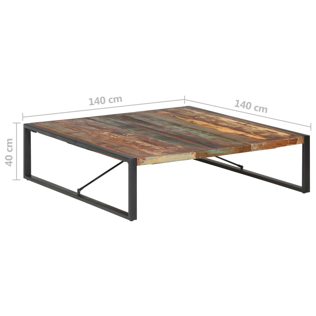 vidaXL Coffee Table 55.1"x55.1"x15.7" Solid Reclaimed Wood-4