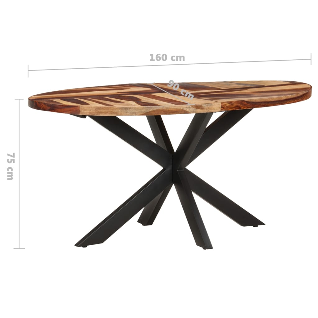 vidaXL Dining Table 63"x35.4"x29.5" Solid Acacia Wood with Sheesham Finish-3