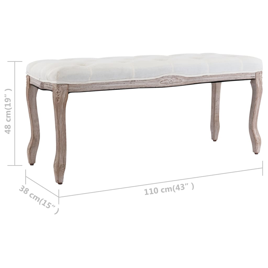 vidaXL Bench Linen & Solid Wood Furniture Multi Colors 43.3"x15"/59.1"x15.7"-28