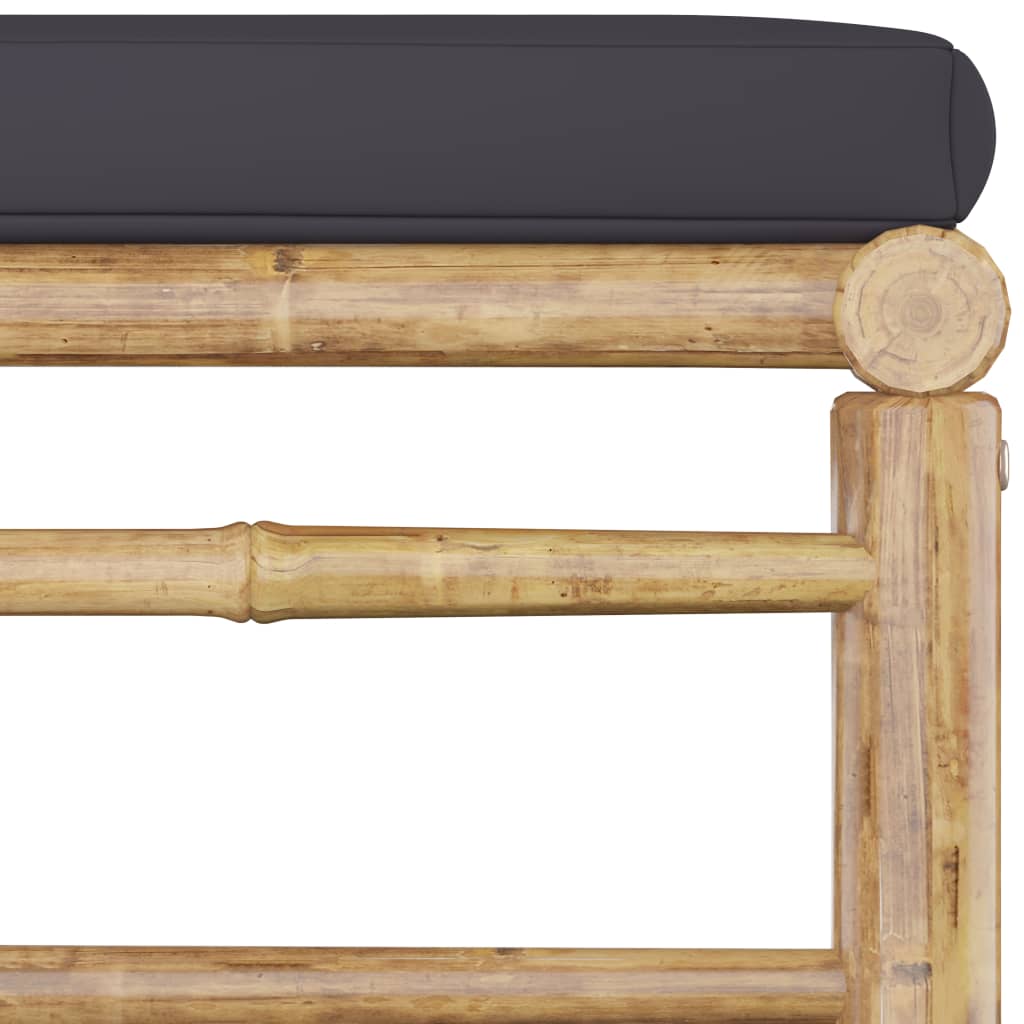 vidaXL Patio Footrest with Dark Gray Cushion Bamboo-3