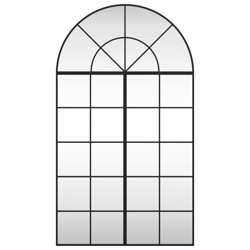 vidaXL Wall Mirror Decorative Wall Mounted Mirror for Bathroom Black Arch Iron-1