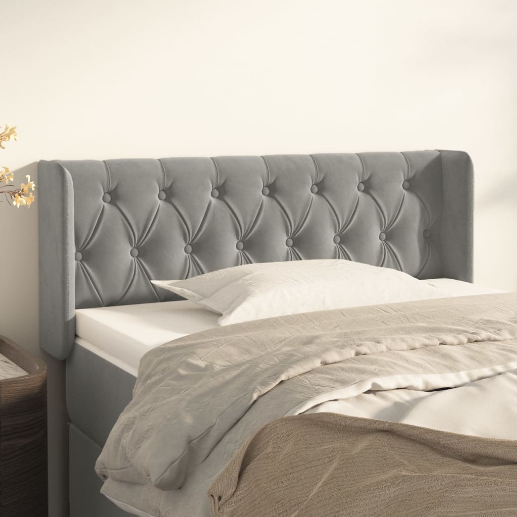 vidaXL Headboard with Ears Dark Gray 72"x6.3"x30.7"/34.6" Velvet-29