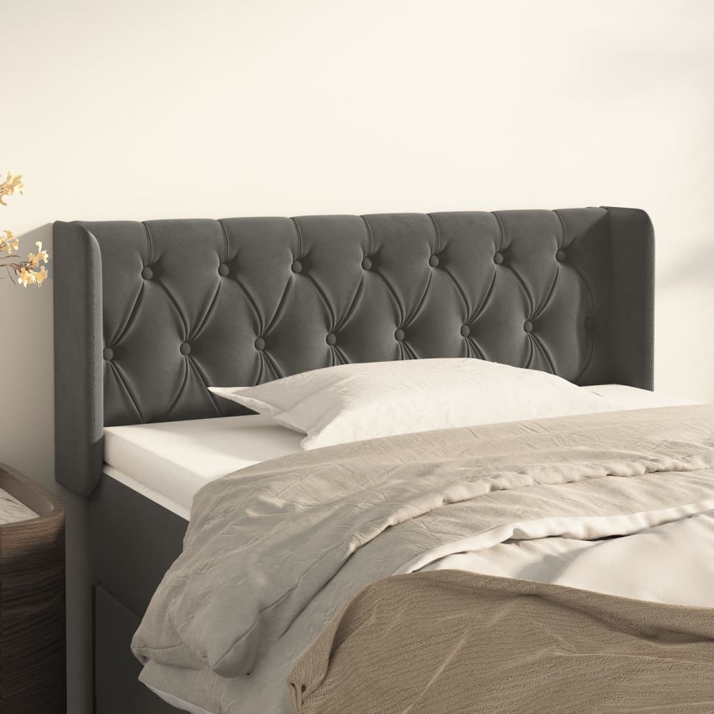 vidaXL Headboard with Ears Dark Gray 72"x6.3"x30.7"/34.6" Velvet-35