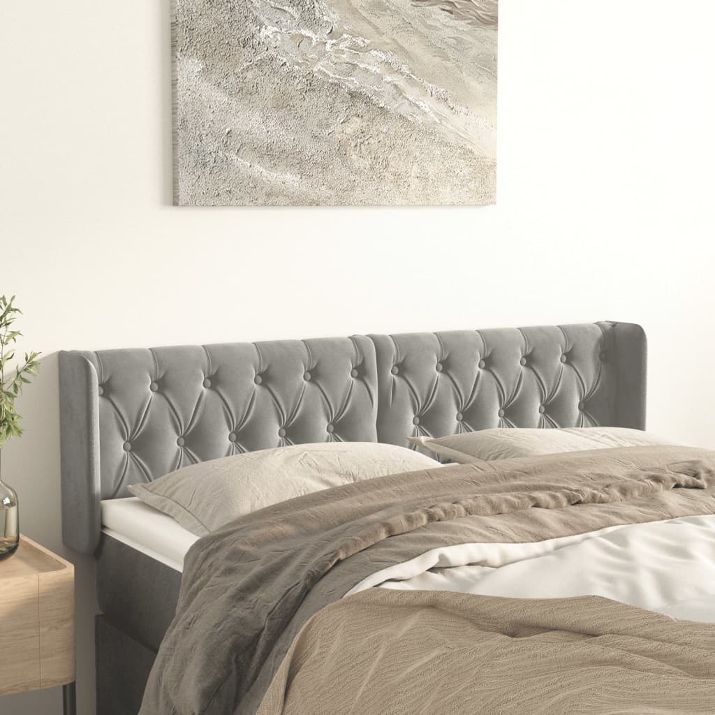 vidaXL Headboard with Ears Dark Gray 72"x6.3"x30.7"/34.6" Velvet-10