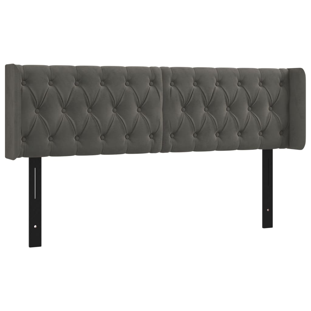 vidaXL Headboard with Ears Dark Gray 72"x6.3"x30.7"/34.6" Velvet-7