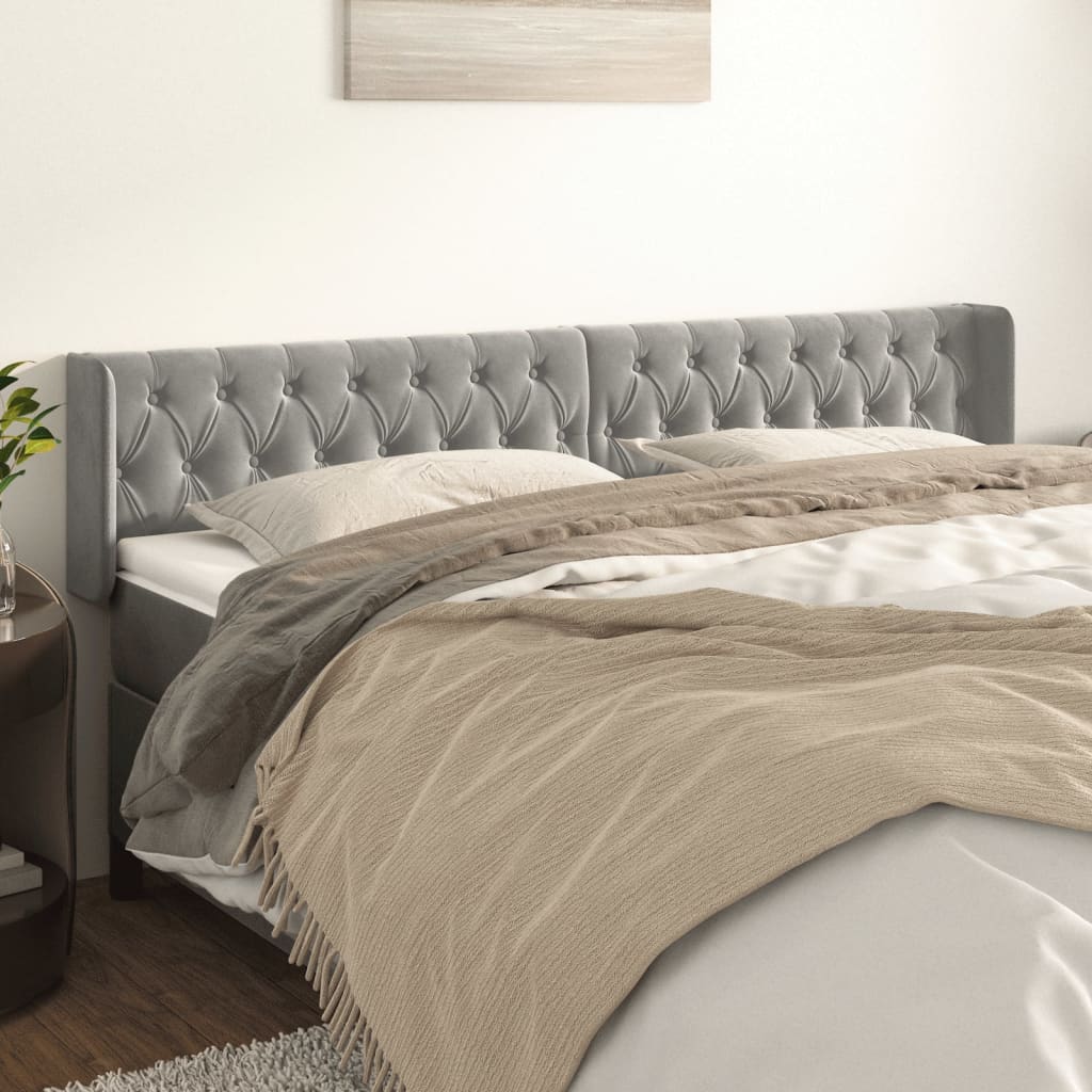 vidaXL Headboard with Ears Dark Gray 72"x6.3"x30.7"/34.6" Velvet-38