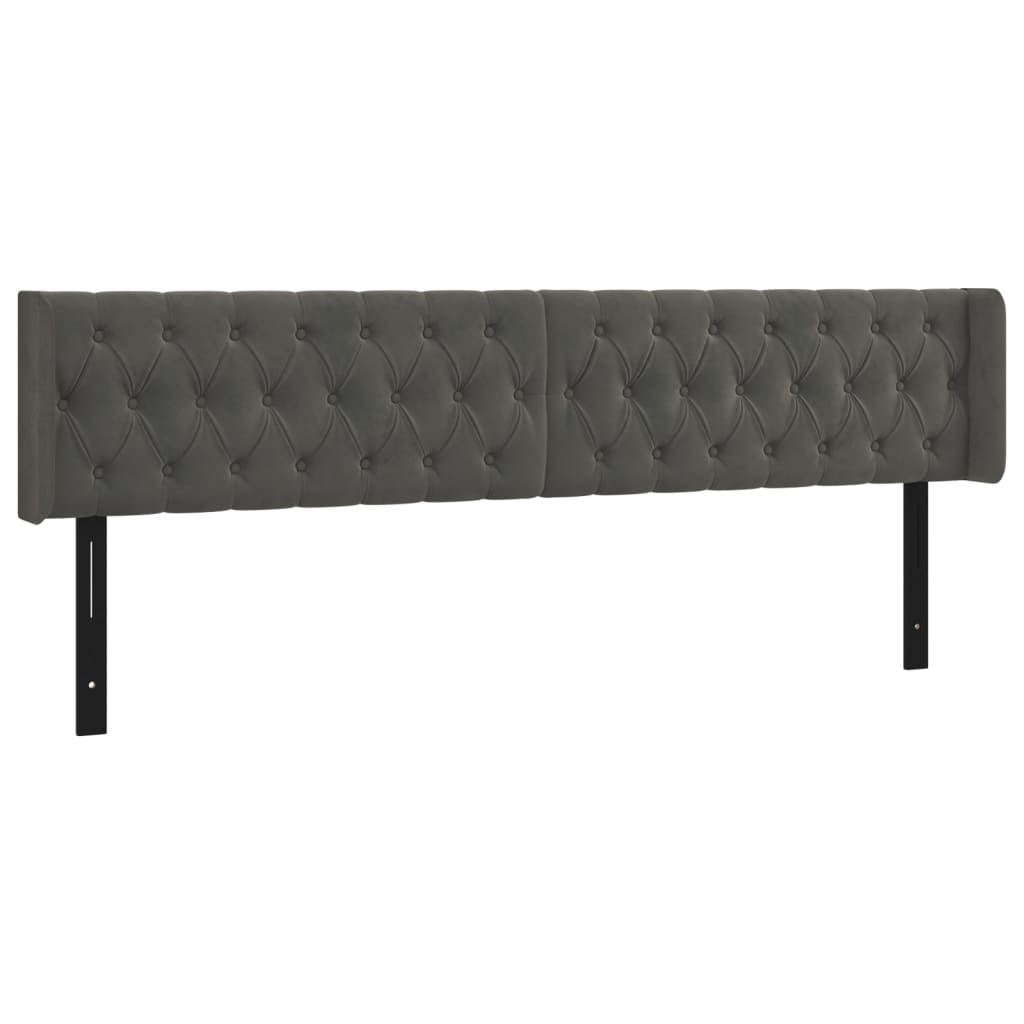 vidaXL Headboard with Ears Dark Gray 72"x6.3"x30.7"/34.6" Velvet-16