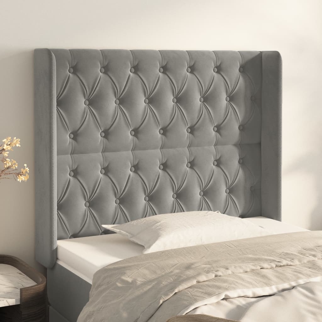 vidaXL Headboard with Ears Dark Gray 72"x6.3"x30.7"/34.6" Velvet-4
