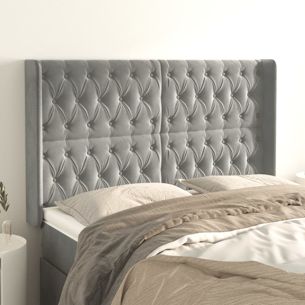 vidaXL Headboard with Ears Dark Gray 72"x6.3"x30.7"/34.6" Velvet-18