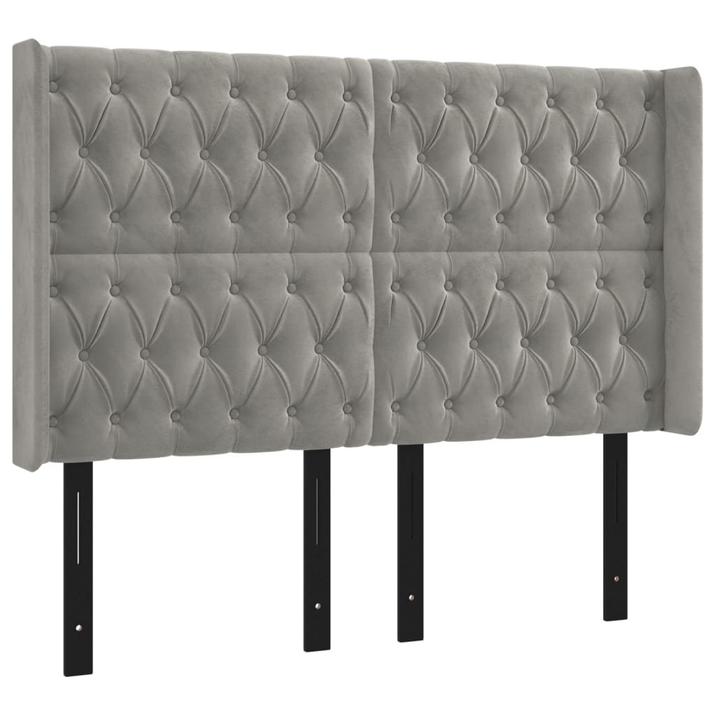 vidaXL Headboard with Ears Dark Gray 72"x6.3"x30.7"/34.6" Velvet-17