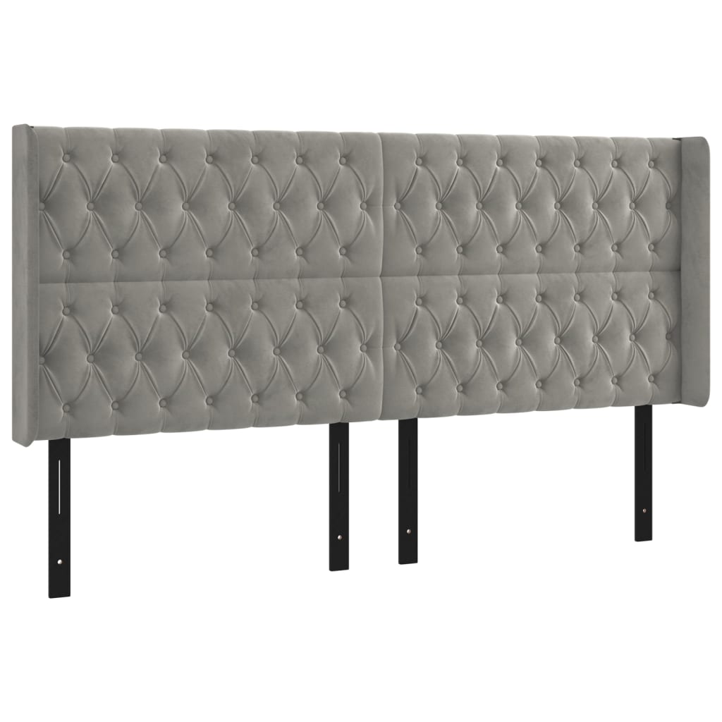 vidaXL Headboard with Ears Dark Gray 72"x6.3"x30.7"/34.6" Velvet-33