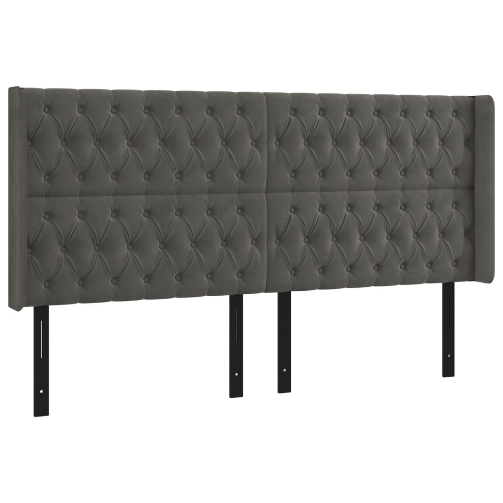 vidaXL Headboard with Ears Dark Gray 72"x6.3"x30.7"/34.6" Velvet-32