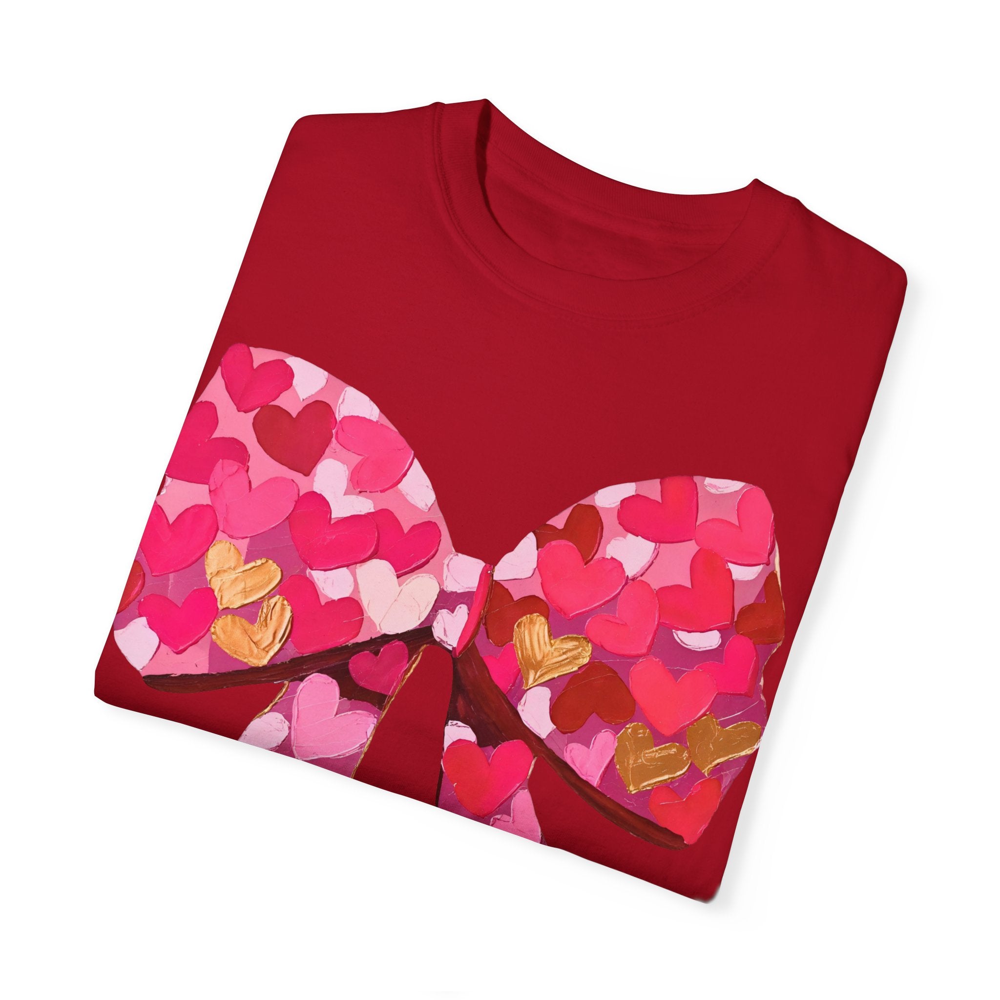 Heart Brush Stroke Coquette Bow T-shirt, Valentine&