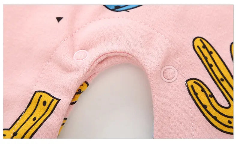 Baby Cactus & Dot Pattern Long Sleeves O-Neck Cotton Jumpsuit-7