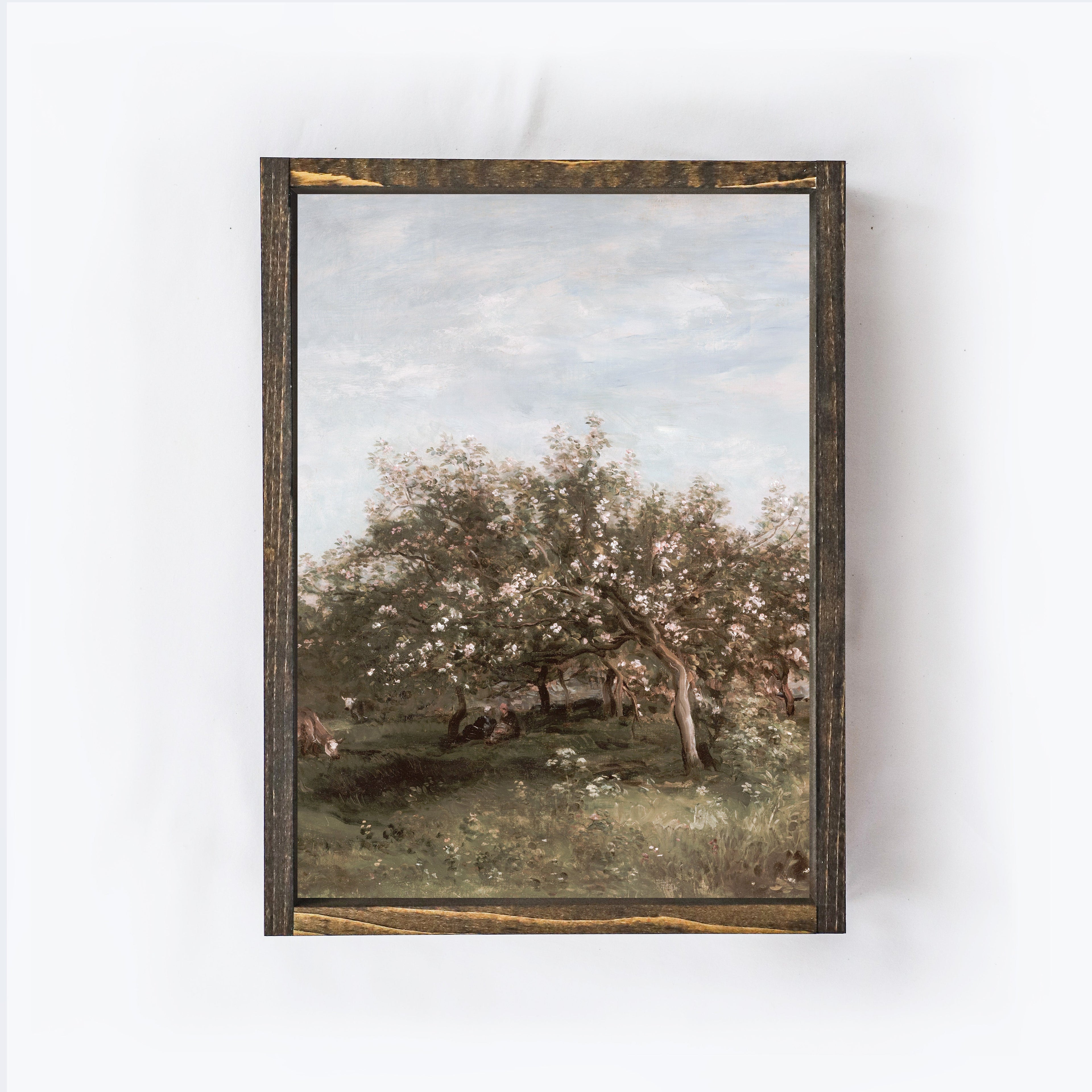 Vintage Apple Blossom Countryside Painting A29-2