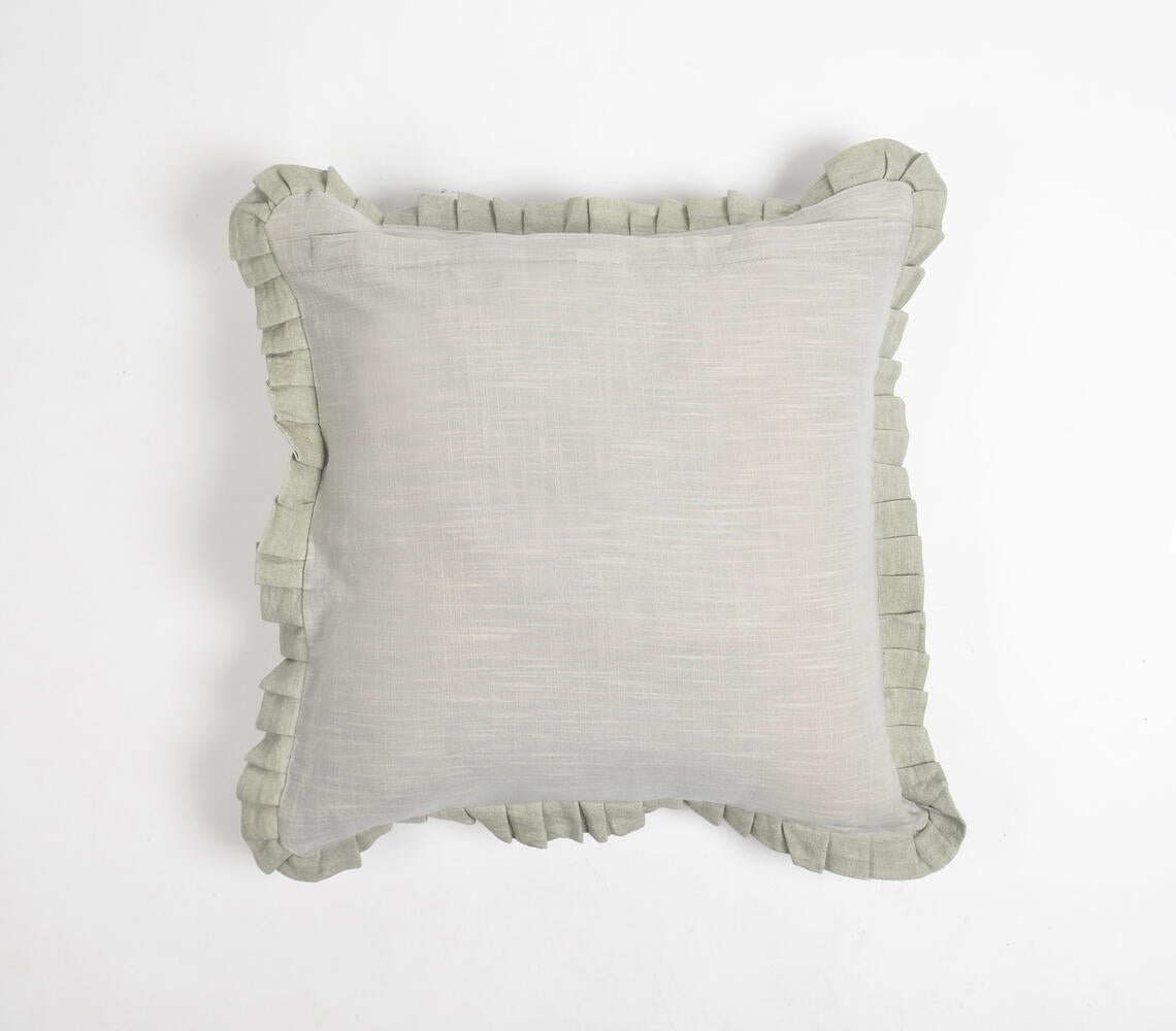 Dyed Monotone Green Cotton Linen Cushion Cover-2