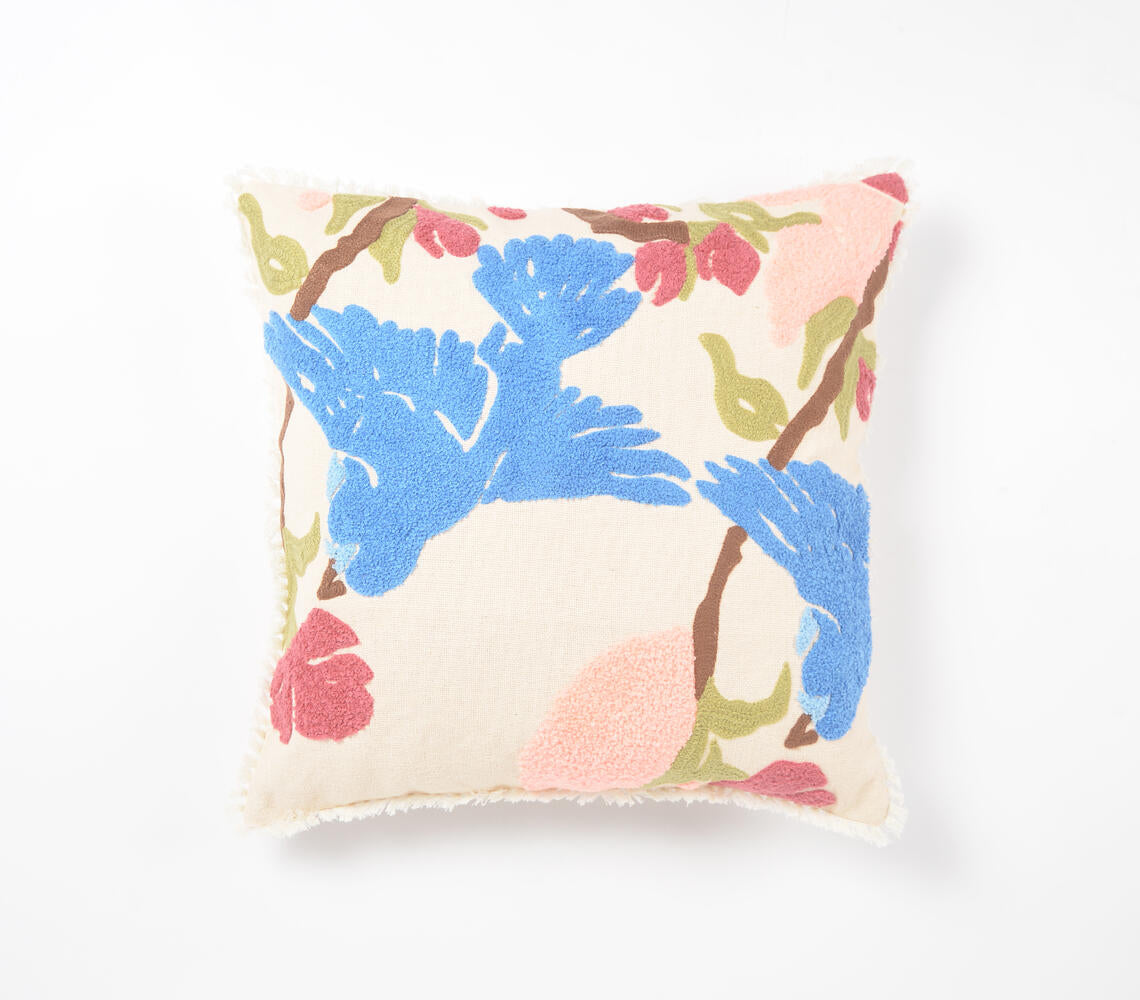 Abstract Embroidered & Tufted Cushion Cover-0
