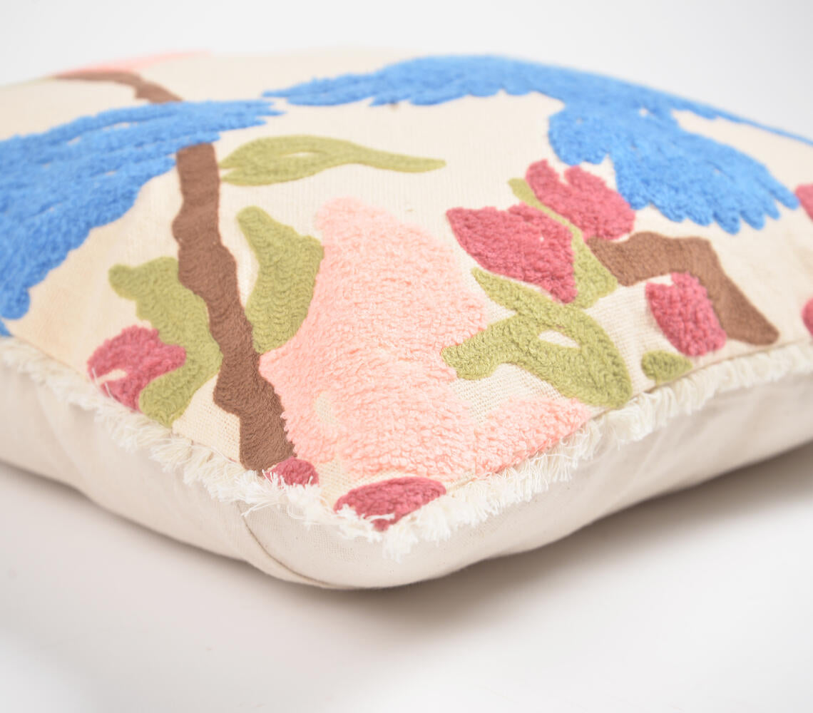 Abstract Embroidered & Tufted Cushion Cover-1