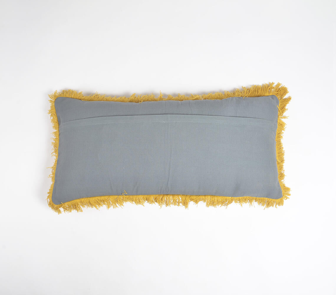 Embroidered Cotton Fringed Lumbar Cushion Cover-2