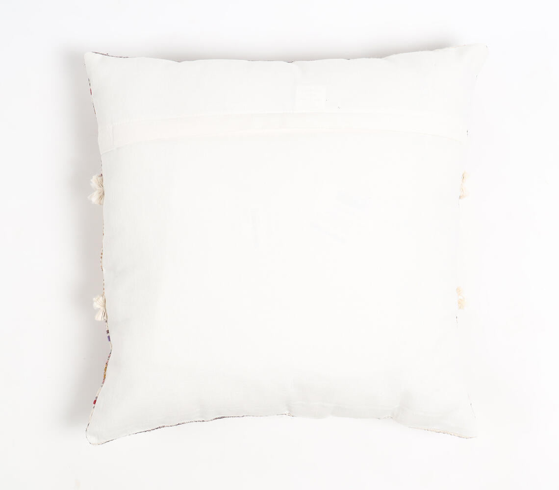 Block Printed Cotton Striped-Motifs Cushion Cover-2