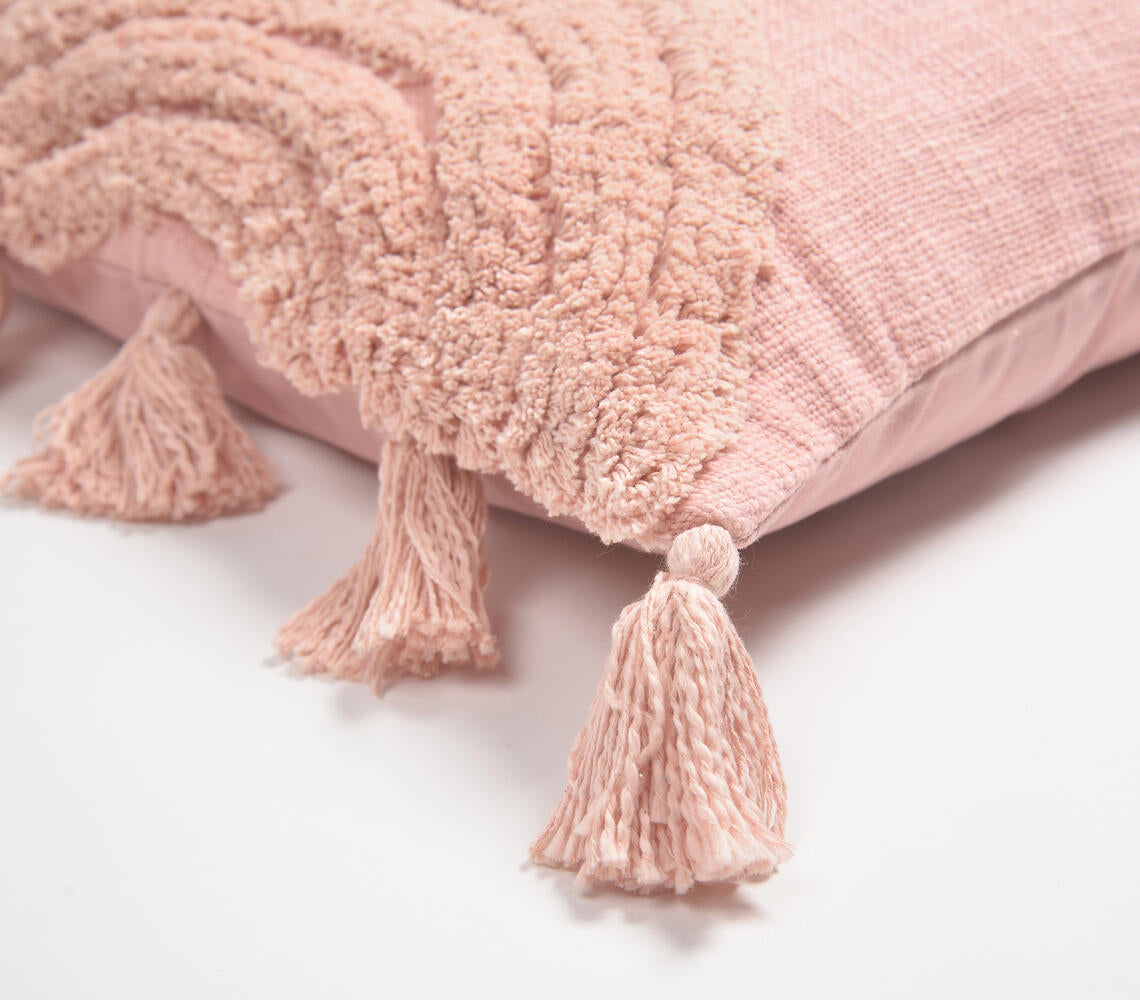 Pastel Cresent Tufted & Tasseled Cushion Cover-1