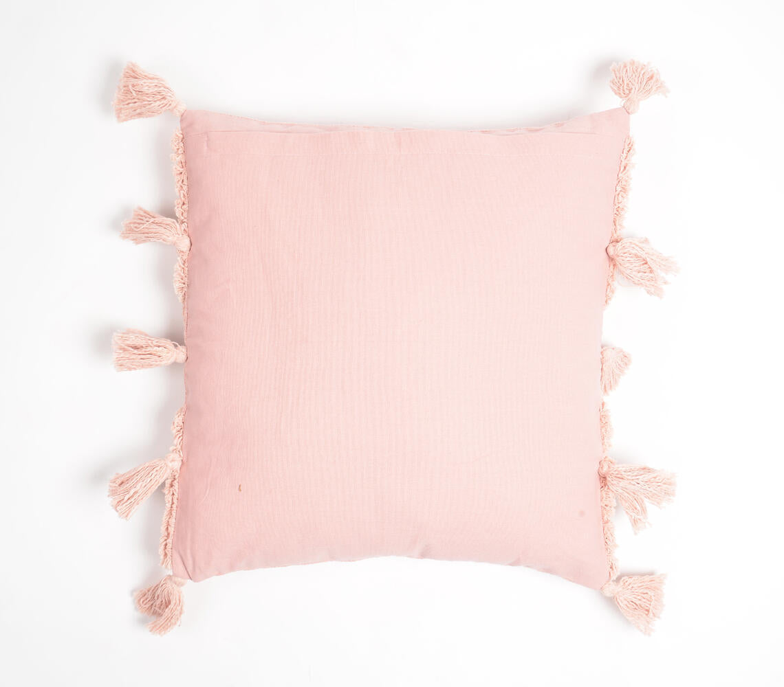 Pastel Cresent Tufted & Tasseled Cushion Cover-2
