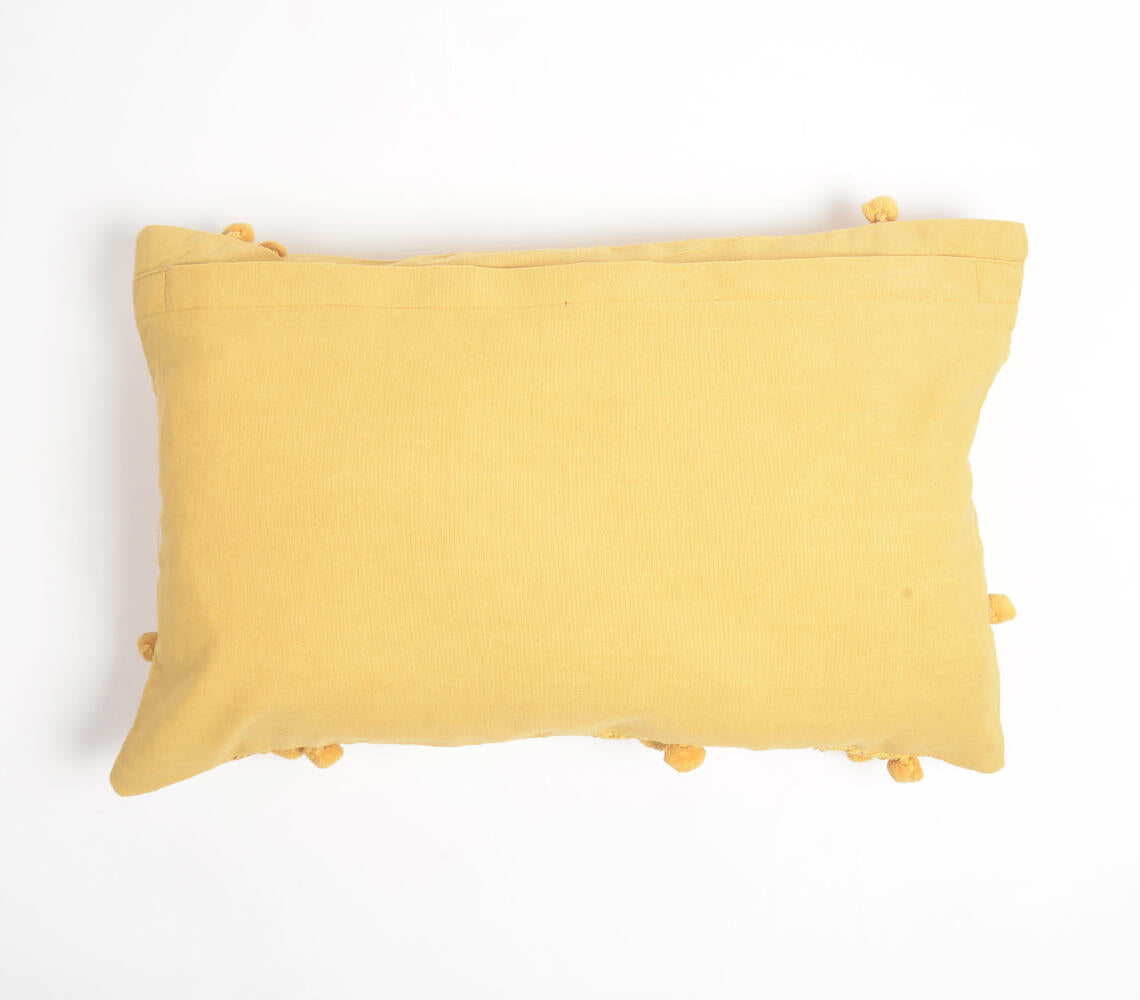 Pom-Pom & Lace Embellished Lumbar Cushion Cover-2